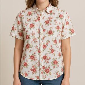 Lauren Brooke | Cotton Button Up Blouse Size XL